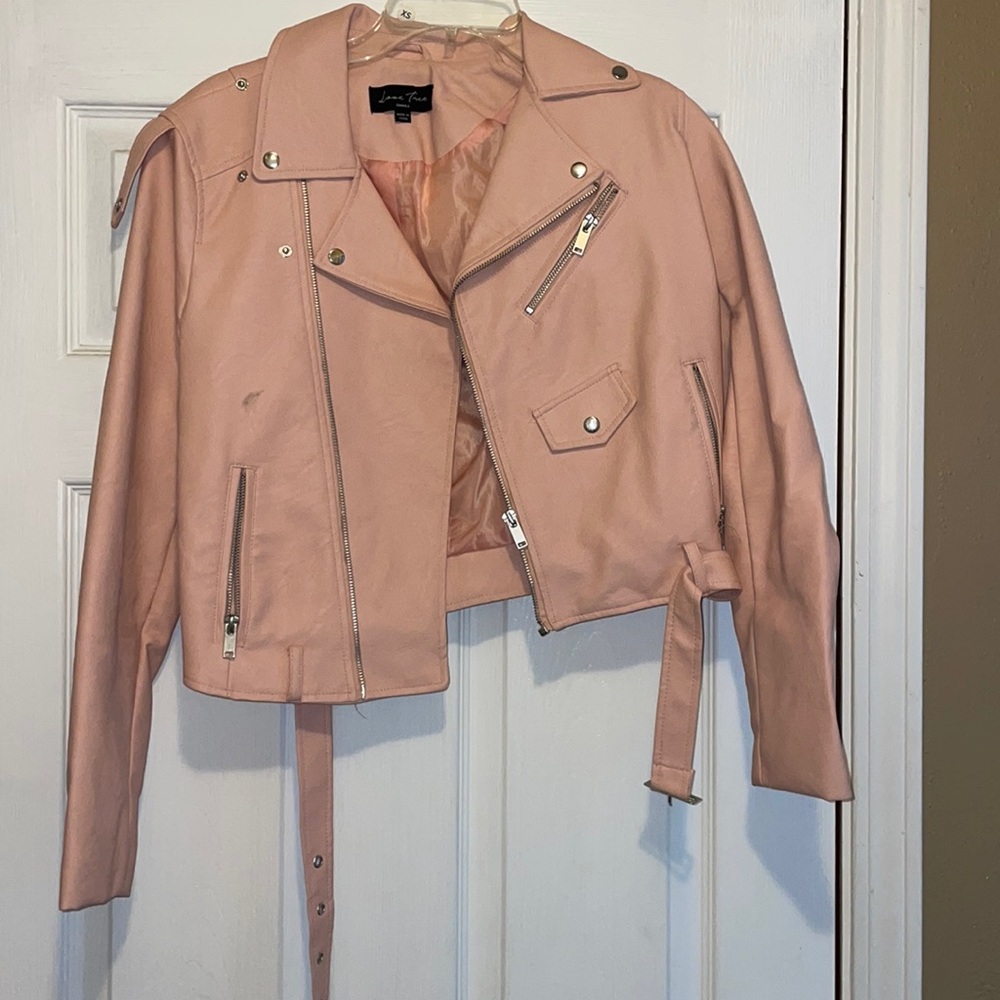 Love Tree Pink faux leather jacket
